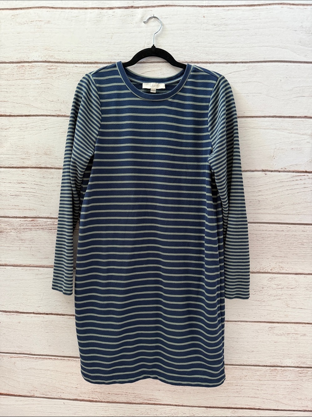 LOFT Striped Long Sleeve Sweatshirt Dress Size M